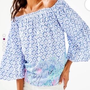 Lilly‎ Pulitzer Womens Sea La Vie Nevie Off The Shoulder Top Multi Women’s S